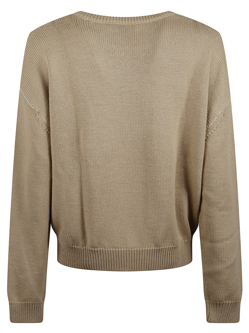 Beige Crew Neck Sweaters 2