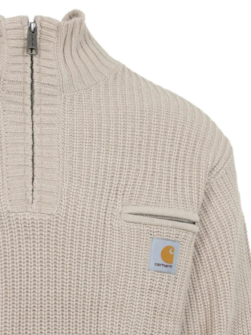Beige Mock Collar Sweaters 3