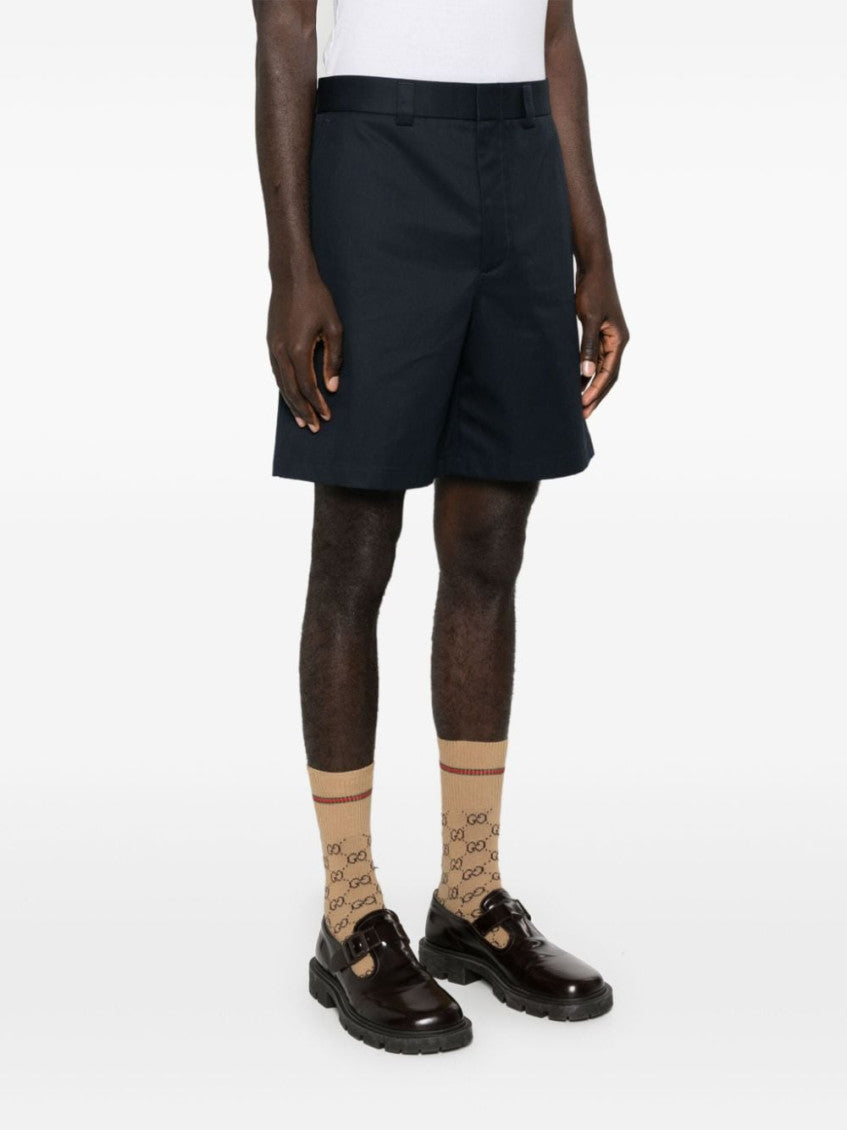 Dark Blue Cotton Bermuda Shorts 5