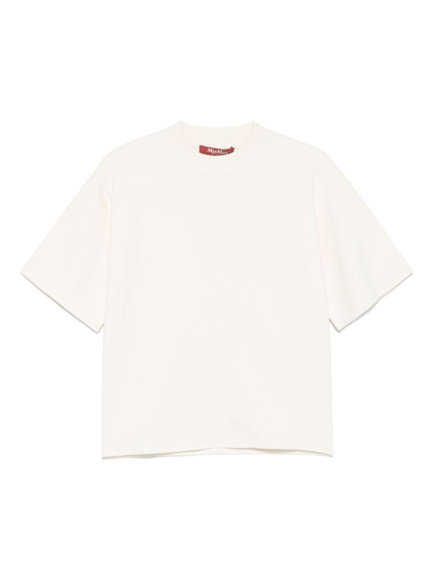 Beige Mockneck Solid T-Shirt 1