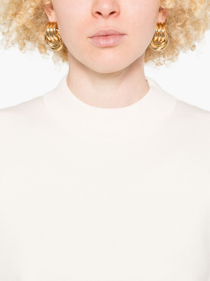 Beige Mockneck Solid T-Shirt 2
