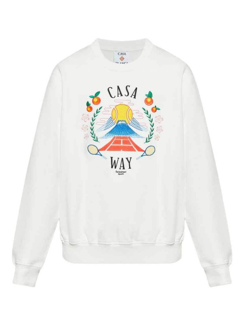 White Cotton Printed Sweatshirt 1
