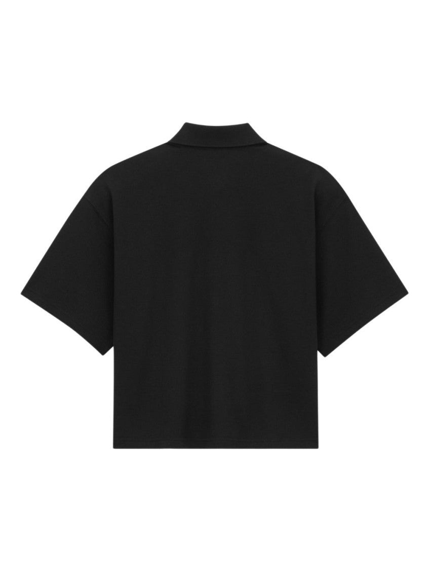 Black Oversized Embroidered Polo 2