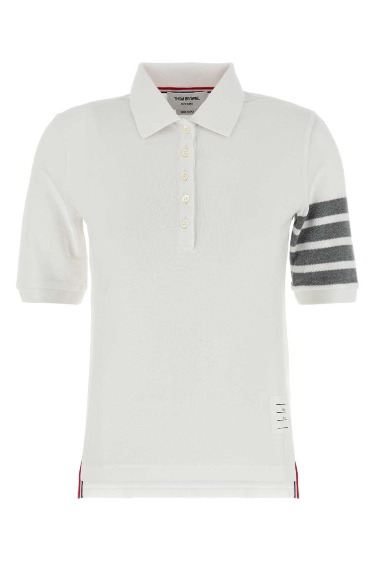 White Short Sleeve Striped Polo 1