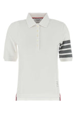 White Short Sleeve Striped Polo 1