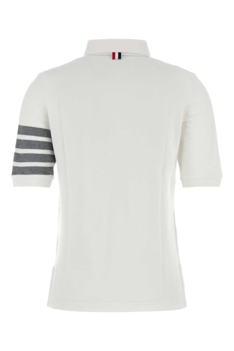 White Short Sleeve Striped Polo 2