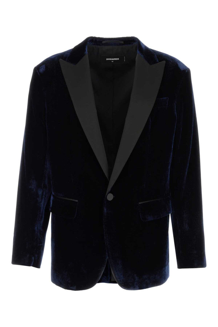 Navy Blue Velvet Blazer 1