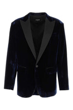 Navy Blue Velvet Blazer 1