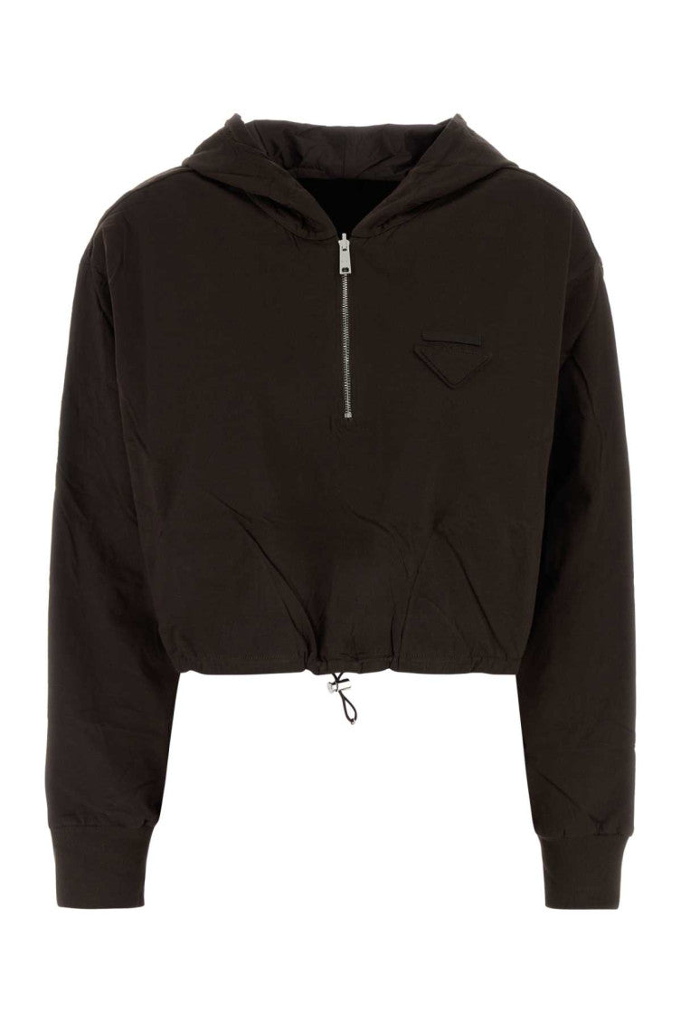 Brown Long Sleeves Hooded Sweatshirt 1