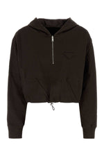 Brown Long Sleeves Hooded Sweatshirt 1
