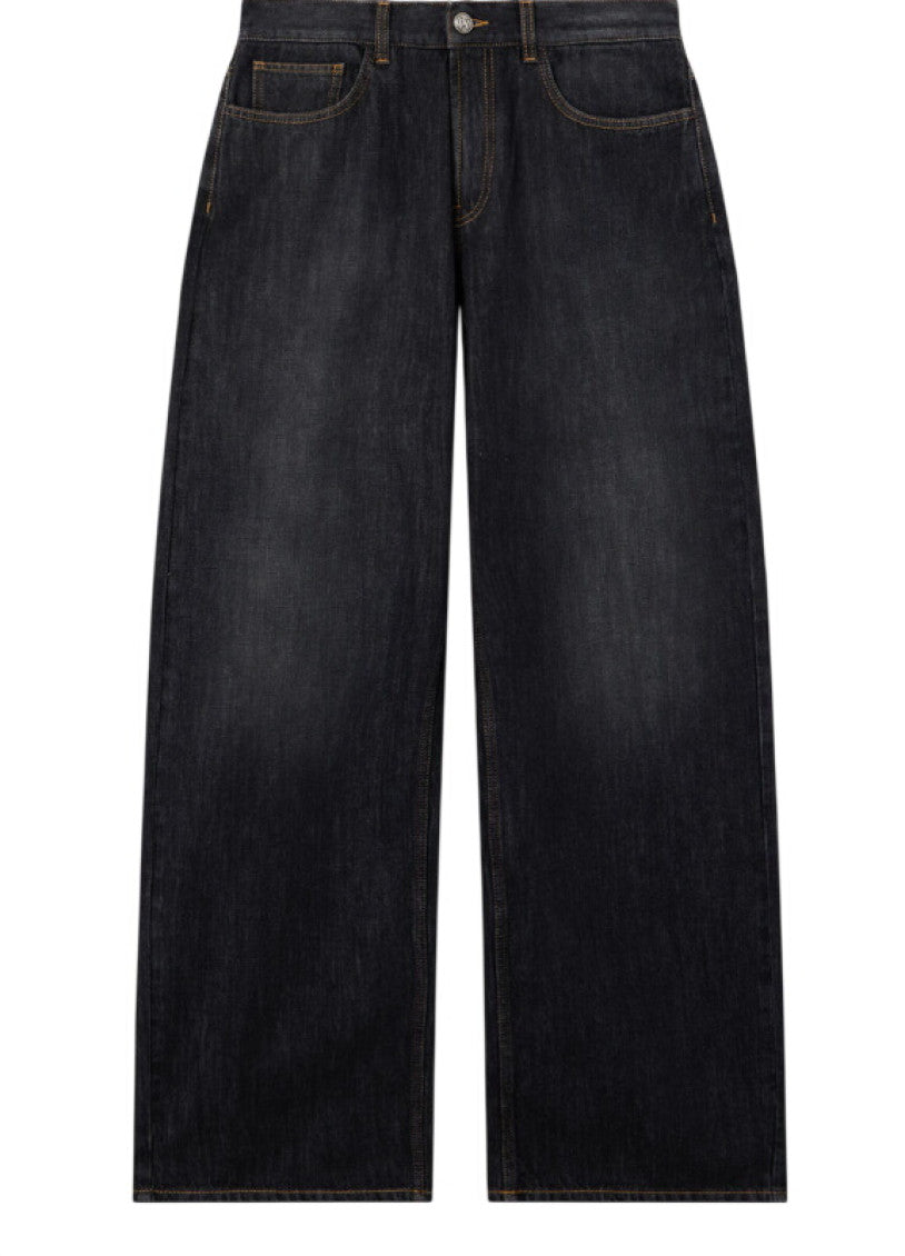 Black Loose Mid Rise Jeans 1