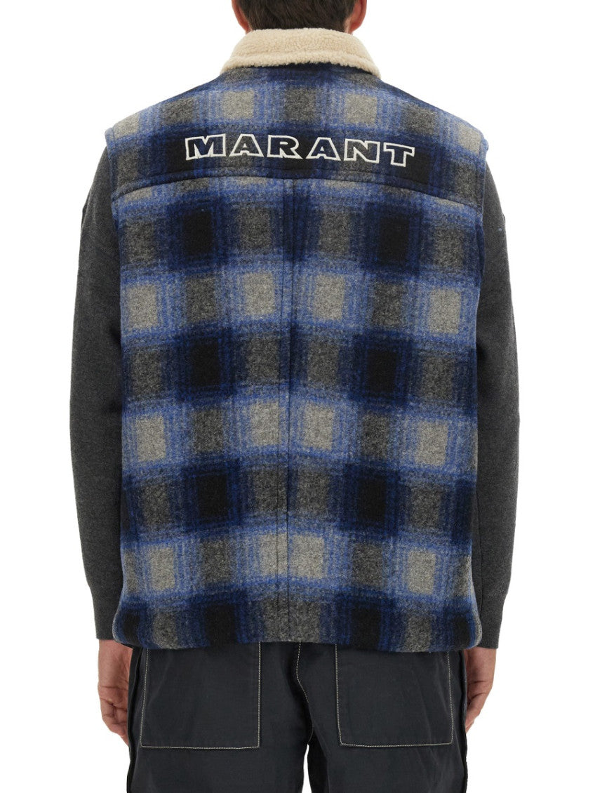 Blue Check Sleeveless Jacket 3