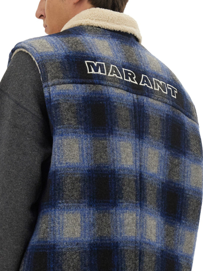 Blue Check Sleeveless Jacket 4