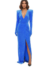 Blue V Neck Maxi Dress 1