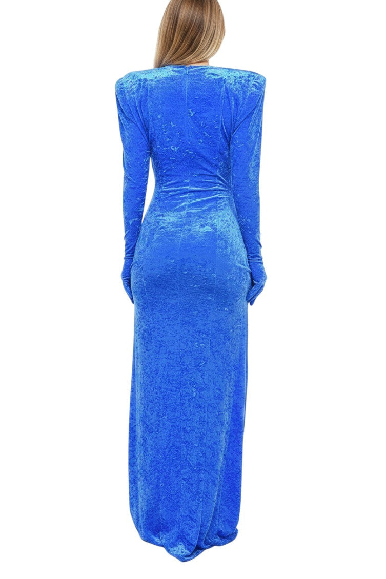 Blue V Neck Maxi Dress 2