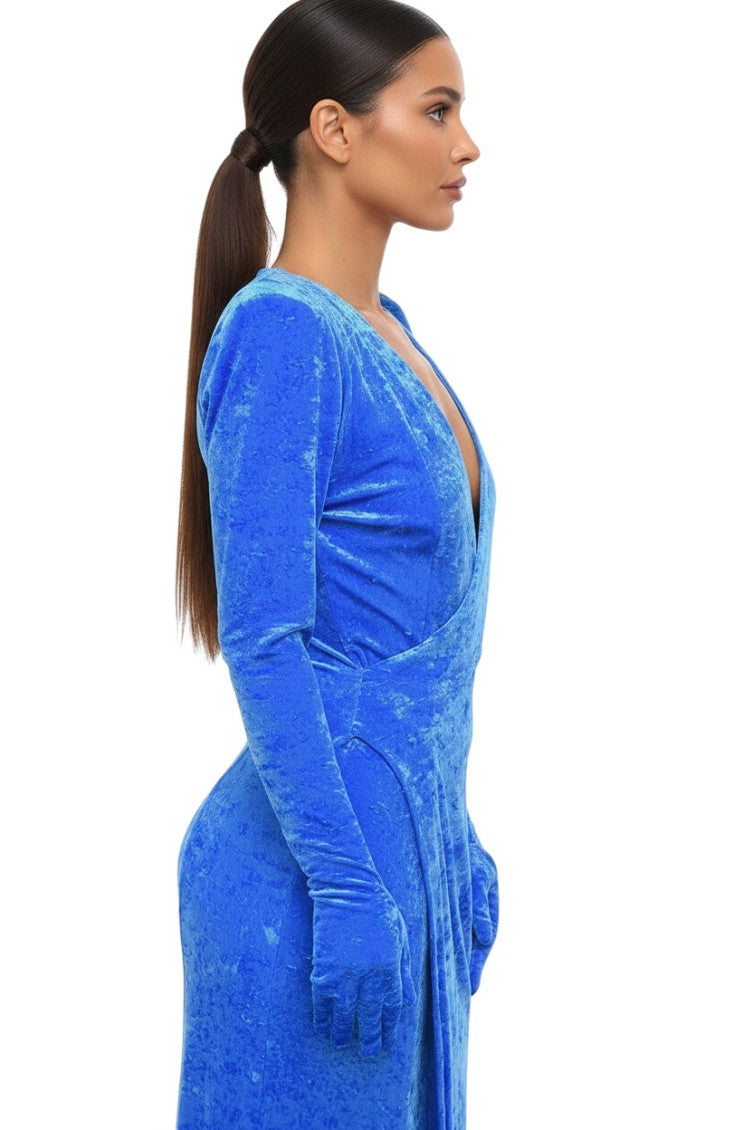 Blue V Neck Maxi Dress 3