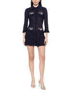 Blue Embellished Shirt Collar Mini Dress 1