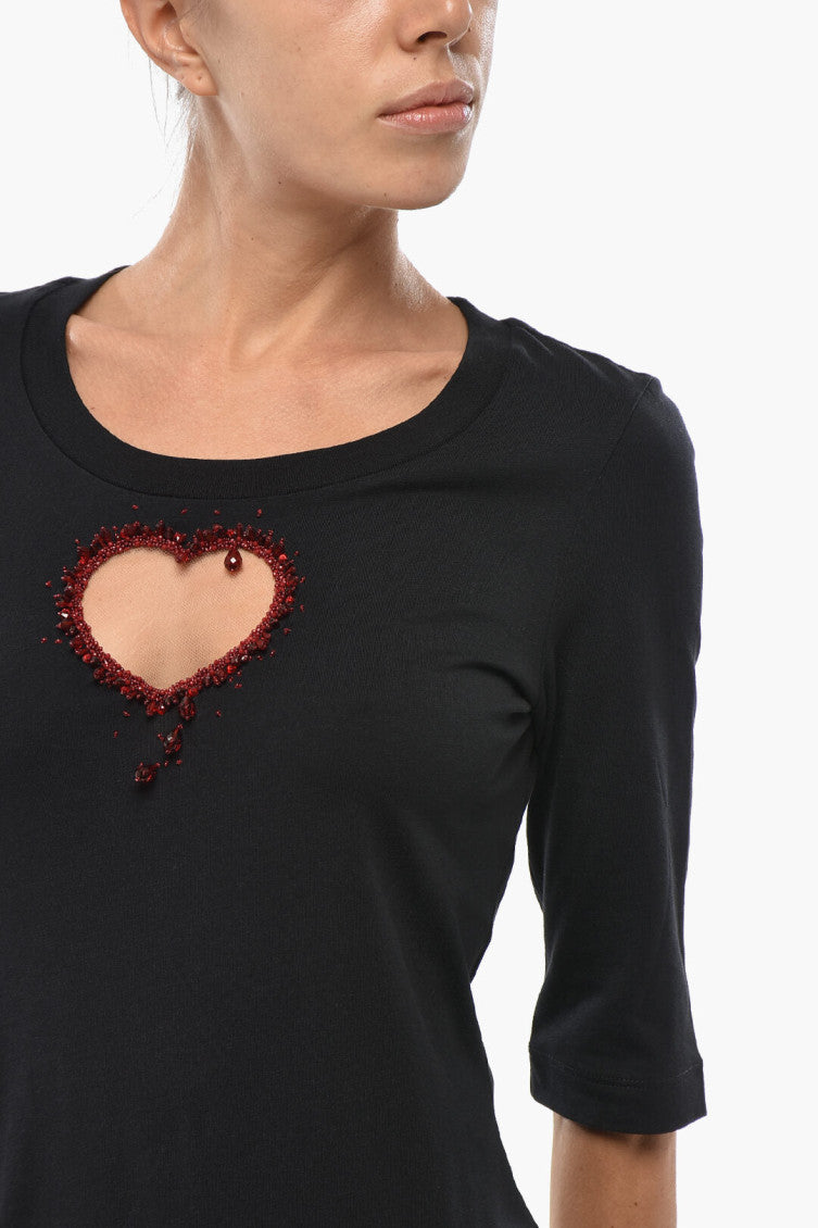 Black Embellished Round Neck Dress 3