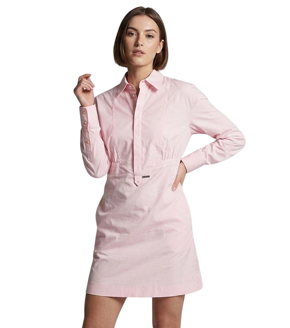 Pink Shirt Collar Mini Dress 1