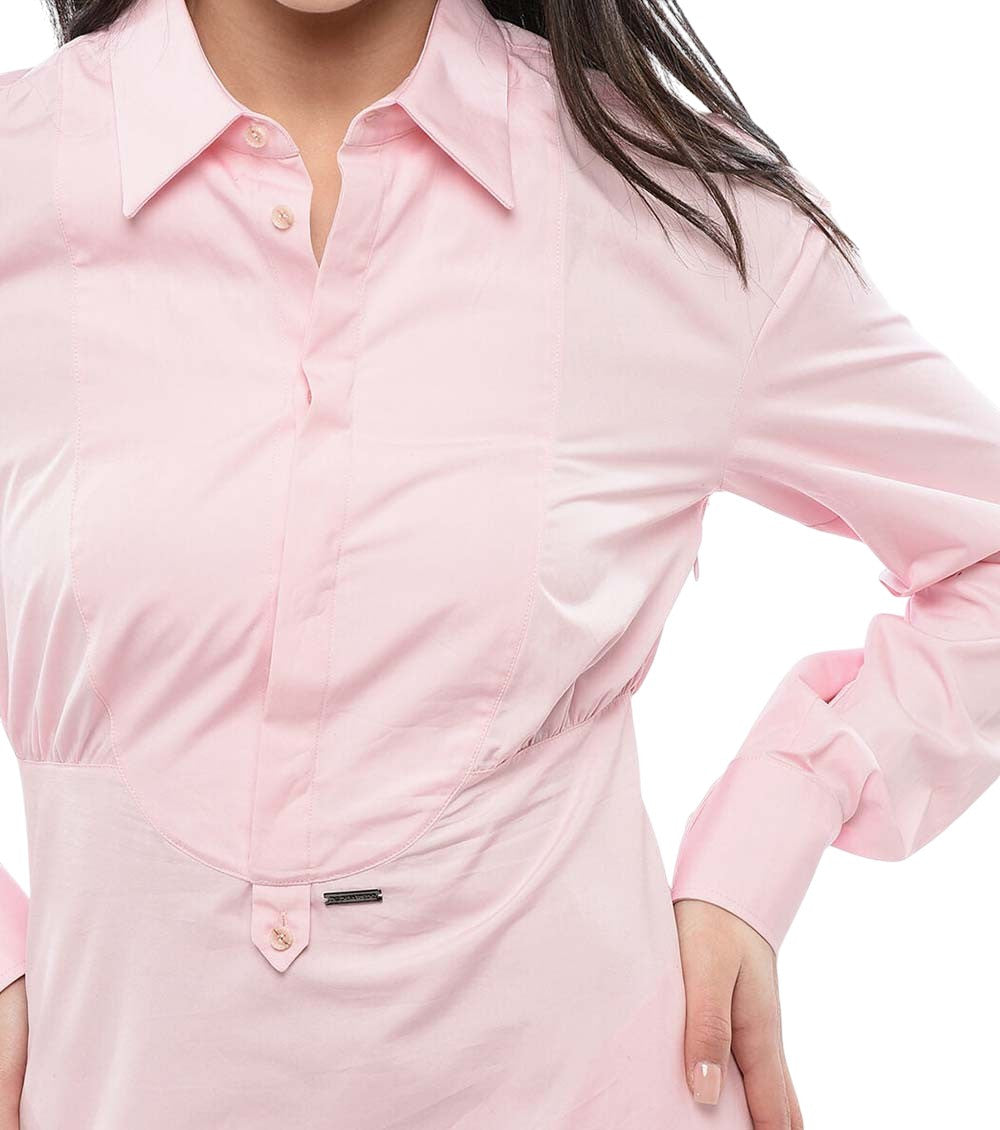 Pink Shirt Collar Mini Dress 3
