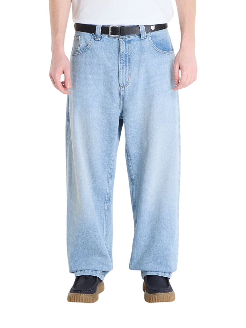 Blue Loose Solid Jeans 1