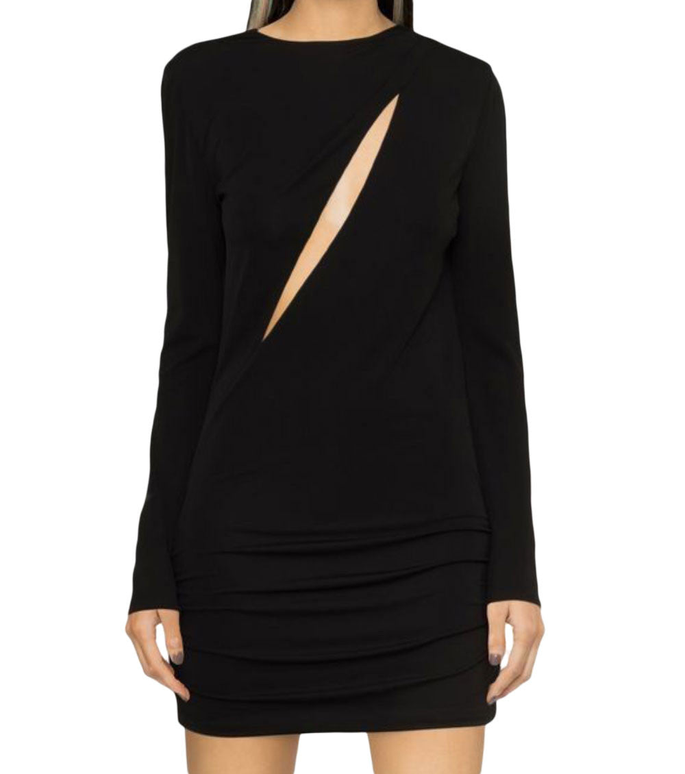 Black Round Neck Mini Dress 2