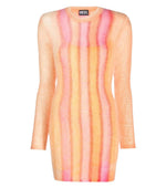 Orange Stripes Crew Neck Mini Dress 1