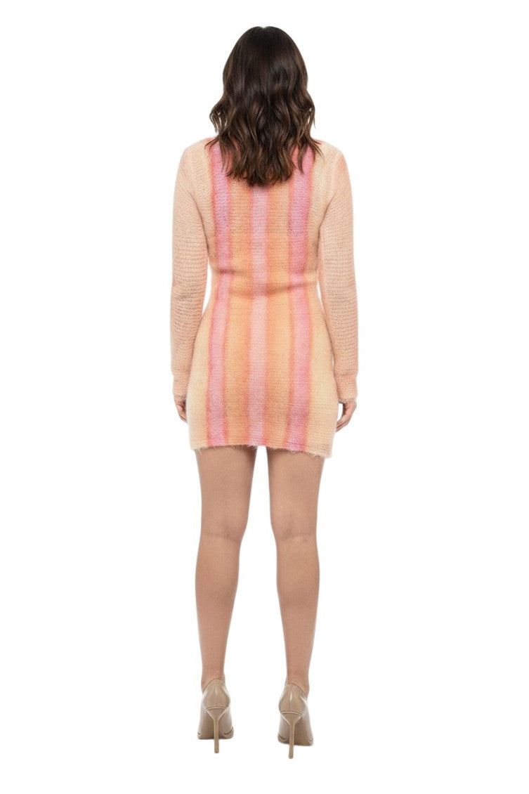 Orange Stripes Crew Neck Mini Dress 3