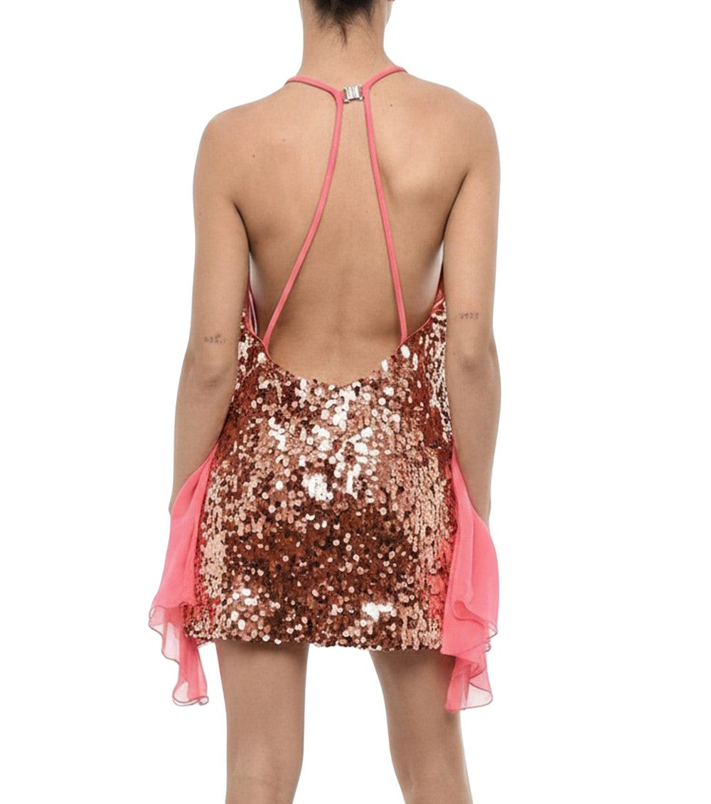 Pink Embellished Halter Neck Mini Dress 2