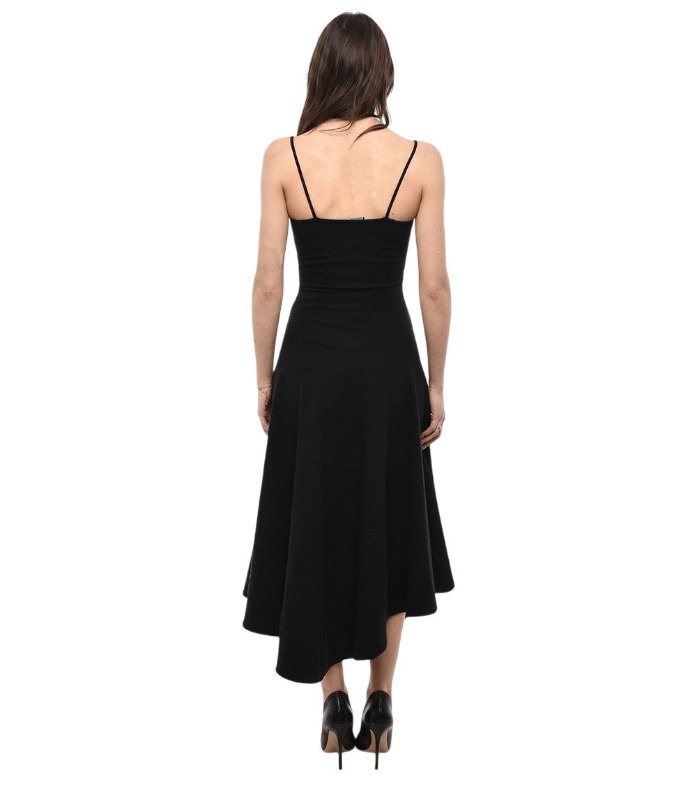 Black V Neck Midi Dress 2