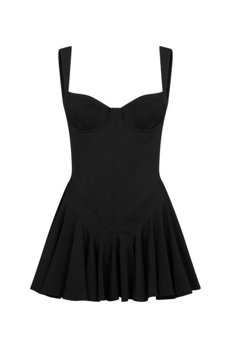 Black Sweet Heart Neck Mini Dress 1