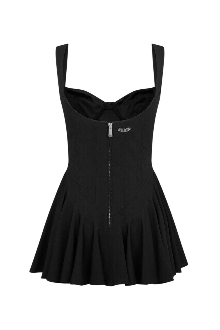 Black Sweet Heart Neck Mini Dress 2