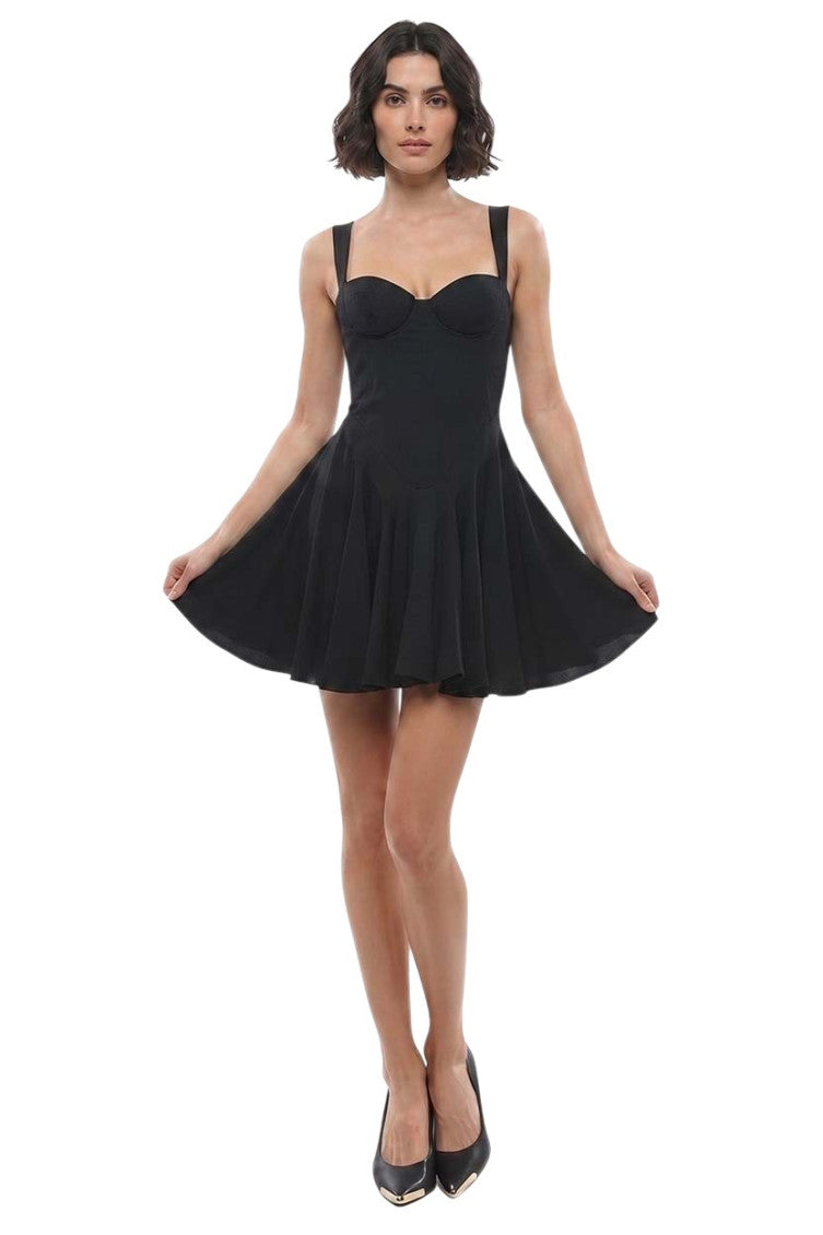 Black Sweet Heart Neck Mini Dress 3