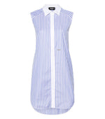 Sky Blue Stripes Shirt Collar Mini Dress 1