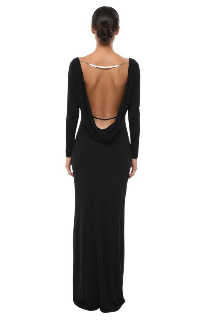 Black Boat Neck Maxi Dress 2
