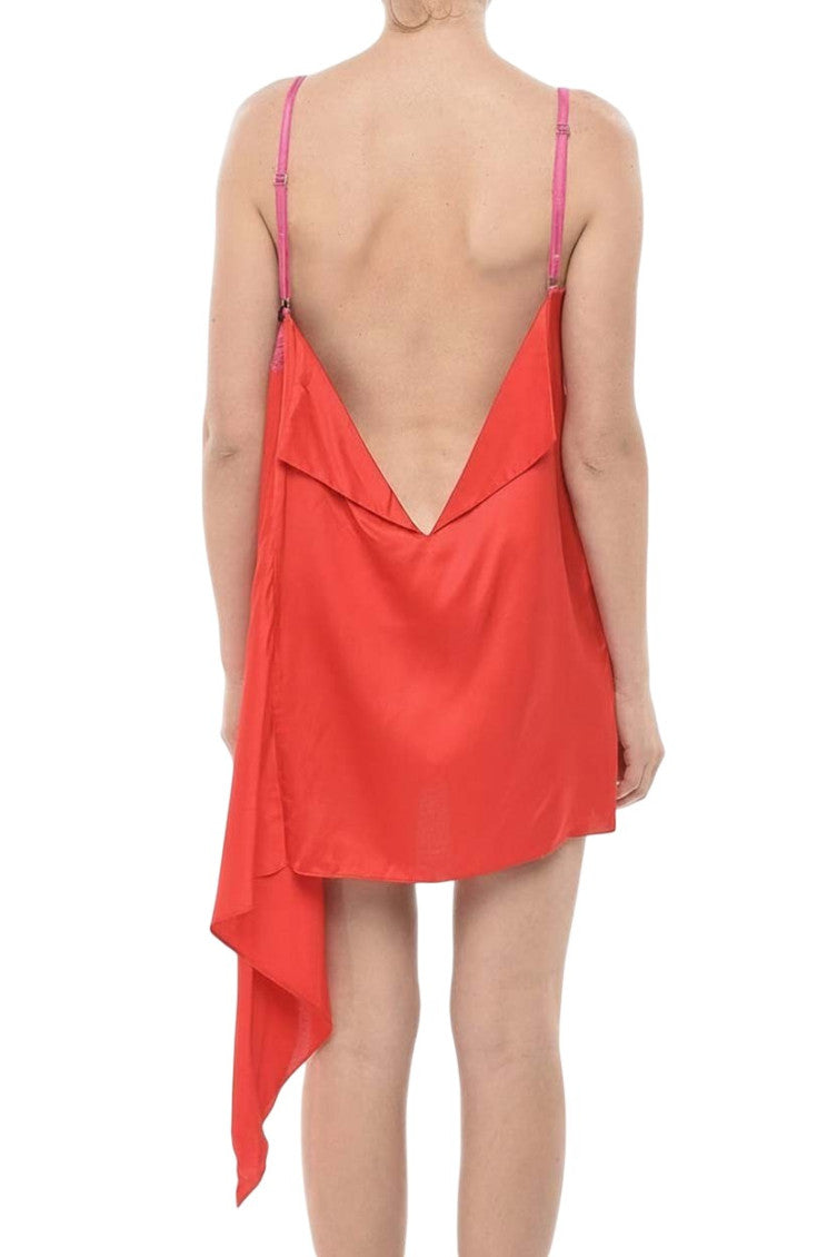 Red Lace V Neck Mini Dress 2