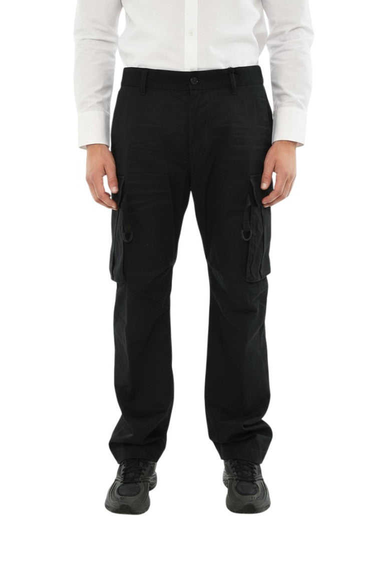 Black Solid Cargo Trousers 1