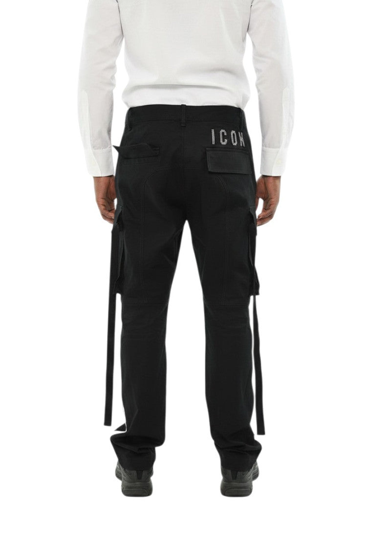 Black Solid Cargo Trousers 2
