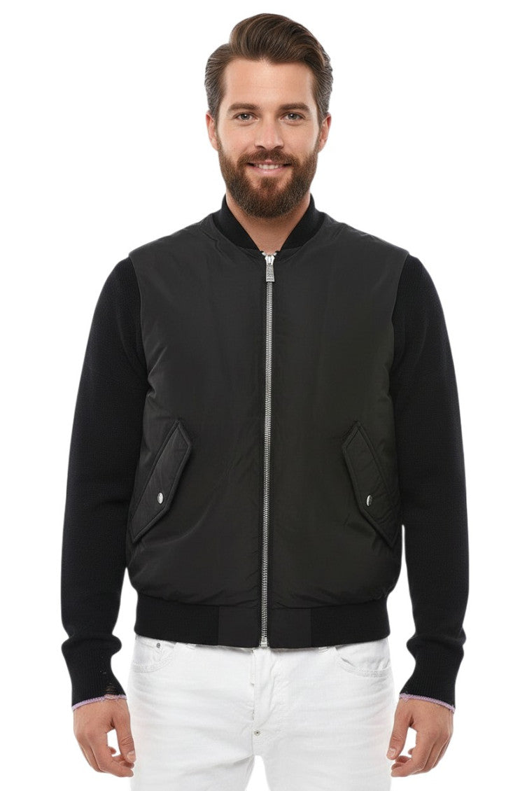 Black Solid Sleeveless Jacket 1