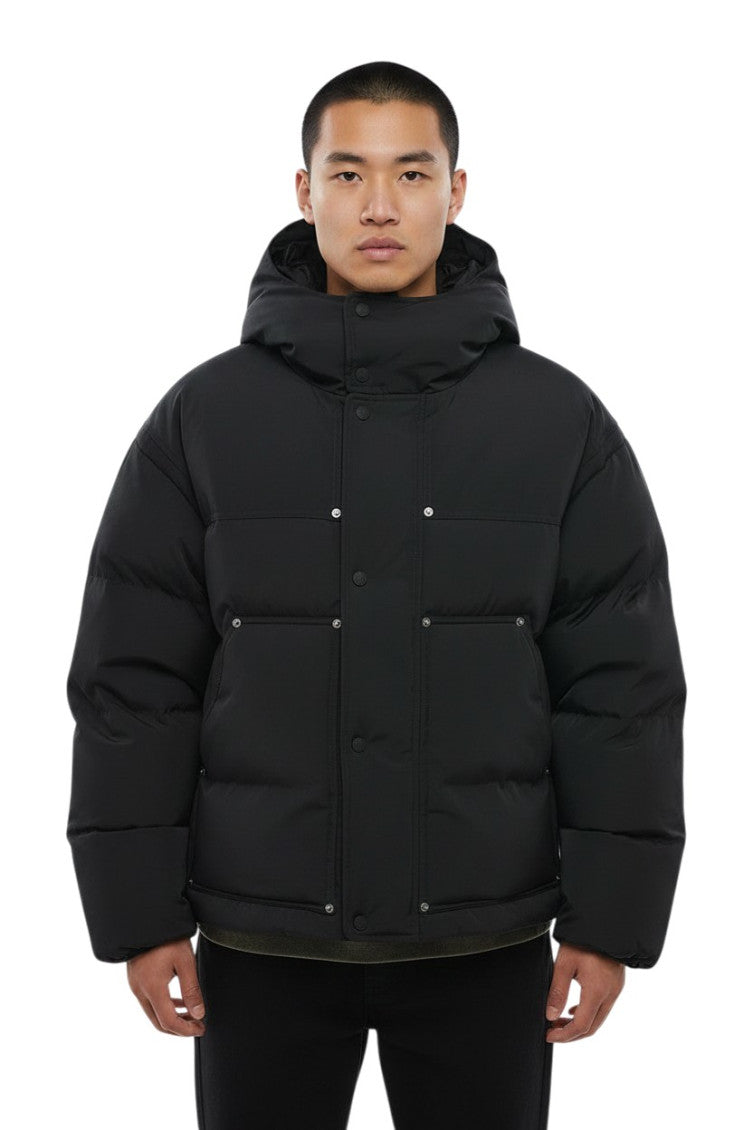 Black Quilted Hood Jacket 1