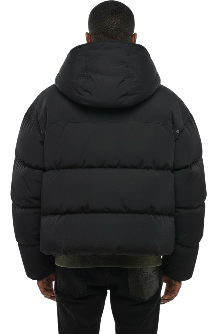 Black Quilted Hood Jacket 2
