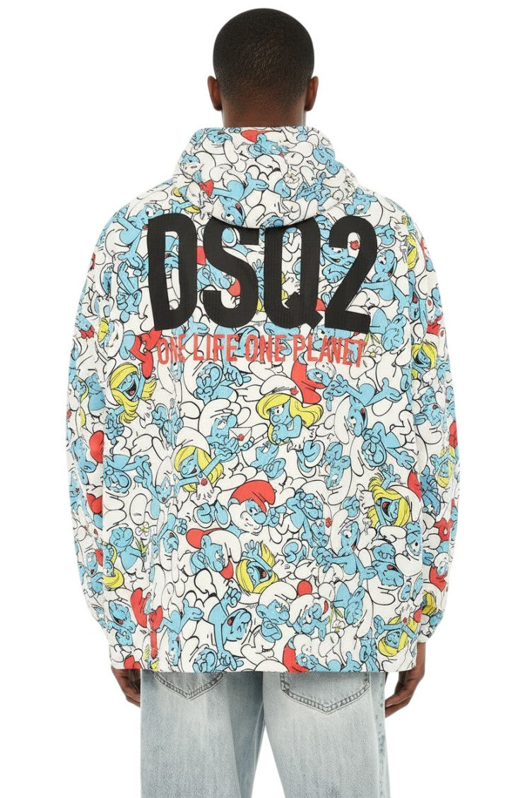 White Printed Hood Jackets 2