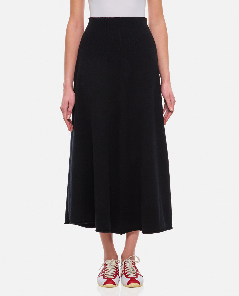 Black Solid Midi Skirt 1
