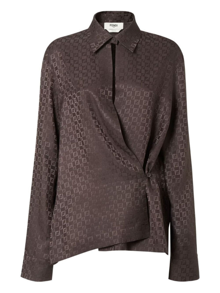 Brown Silk Ff Jacquard Shirt 1