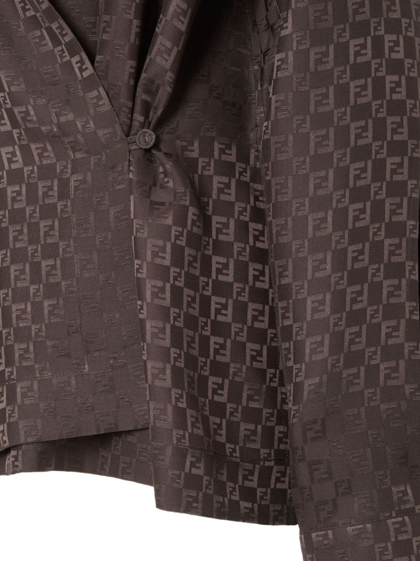 Brown Silk Ff Jacquard Shirt 2