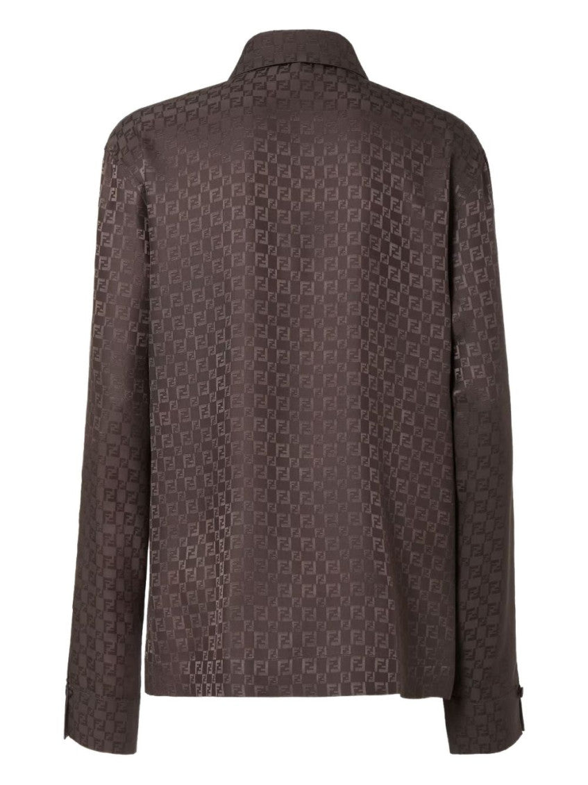 Brown Silk Ff Jacquard Shirt 3