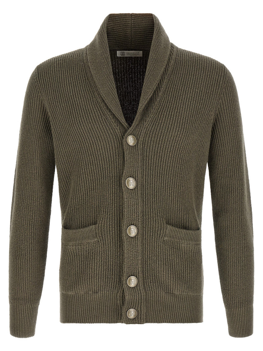 Green Shawl Neck Cardigan 1