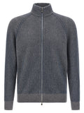 Blue Knitted Zip-Up Cardigan 1