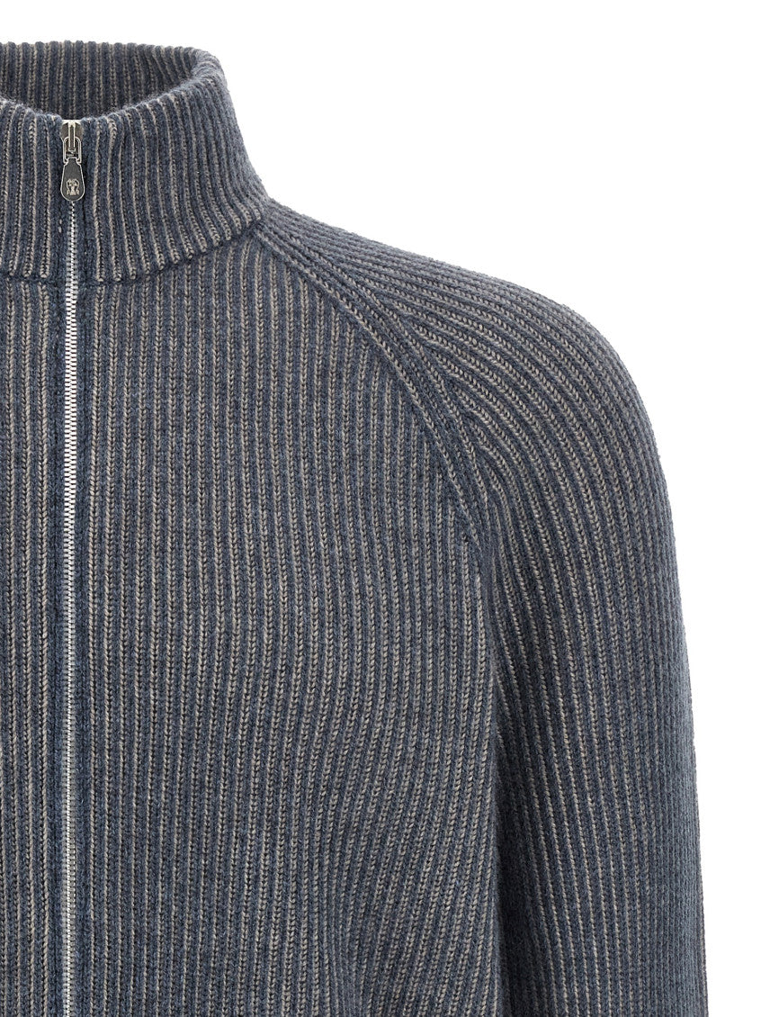 Blue Knitted Zip-Up Cardigan 3