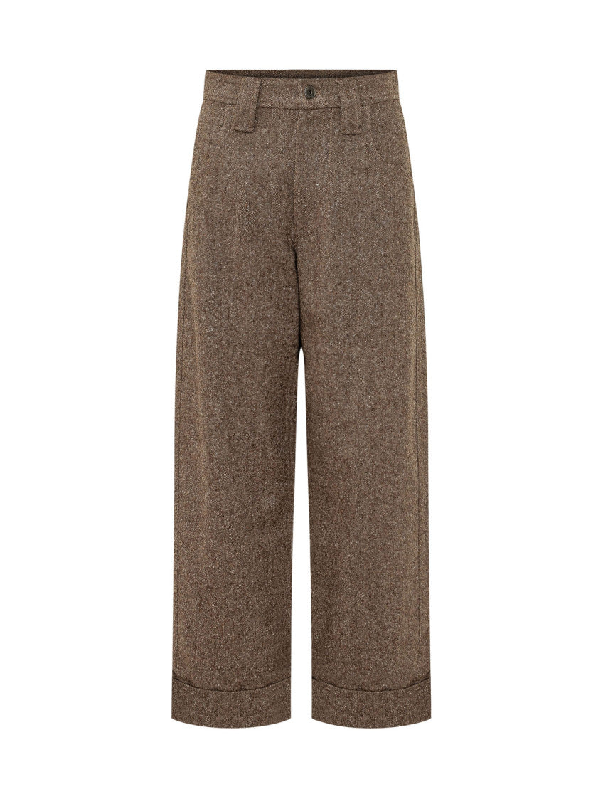Brown Tailored Flat Front Pants 1